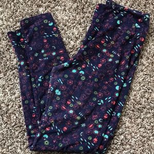 LuLaRoe OS Navy print leggings